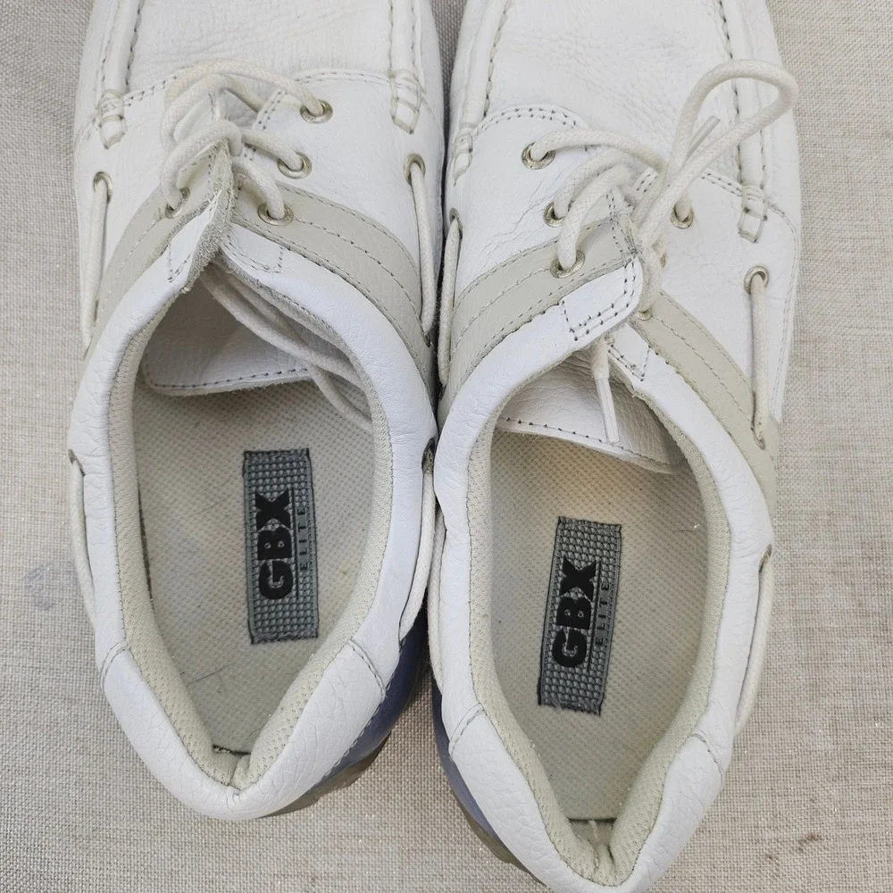 GBX Elite Boat Shoes Mens 13M White Leather Loafers 00558731 Nautical Casual
